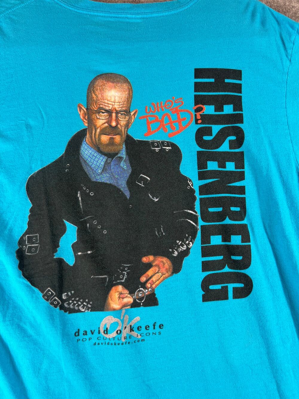 Breaking Bad Heisenberg Shirt Mens L Blue Walter White RARE PARODY Graphic Tee